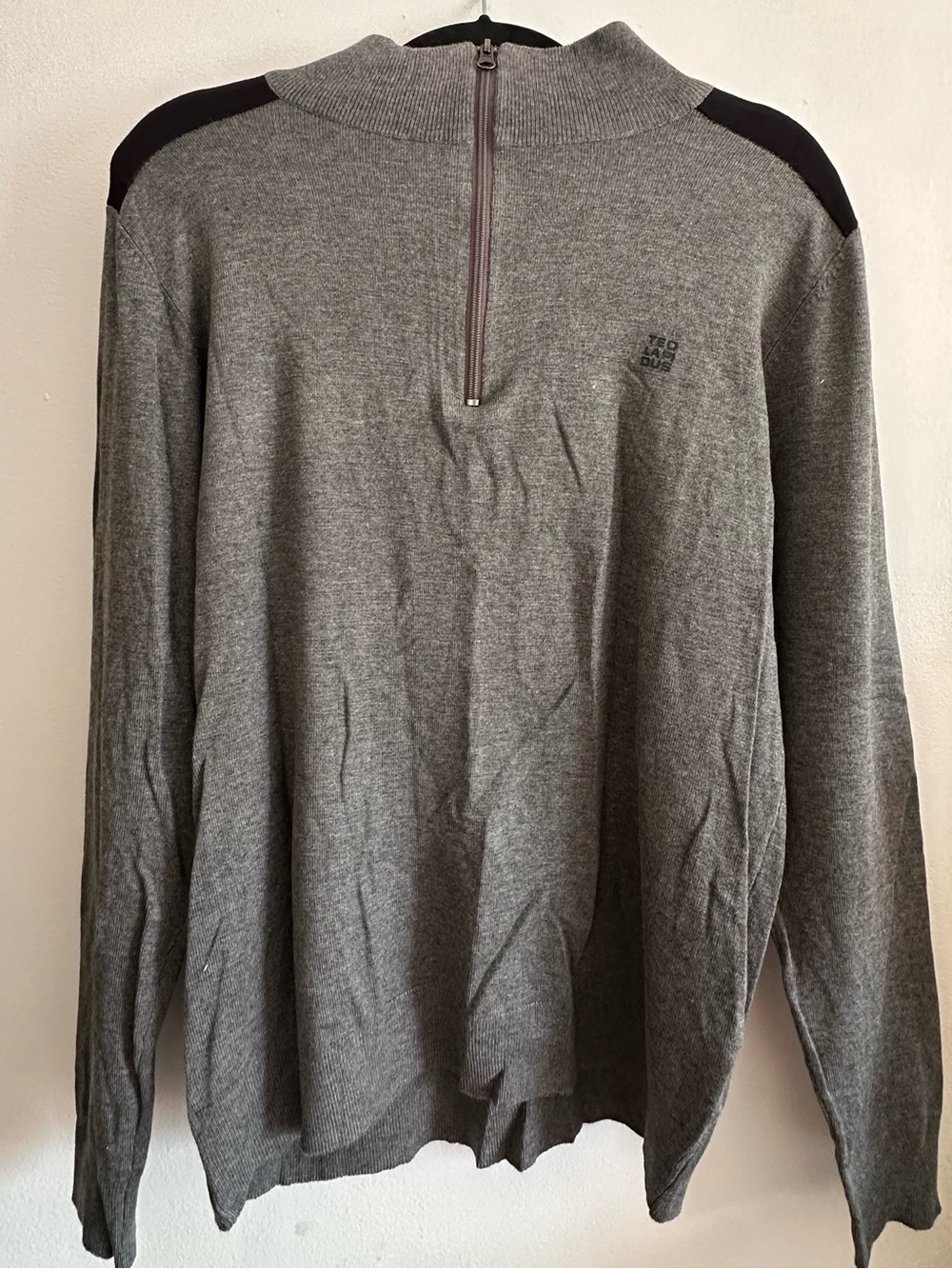 Men's Gray Zip-Front Mock Neck Sweater